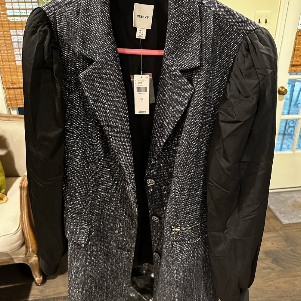 Maeve Anthropology Black and Gray Women's Jacket Blazer size 10
